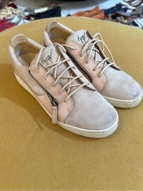 Giuseppe Zanotti Nude Beige Suede & Leather Low-Top Sneakers